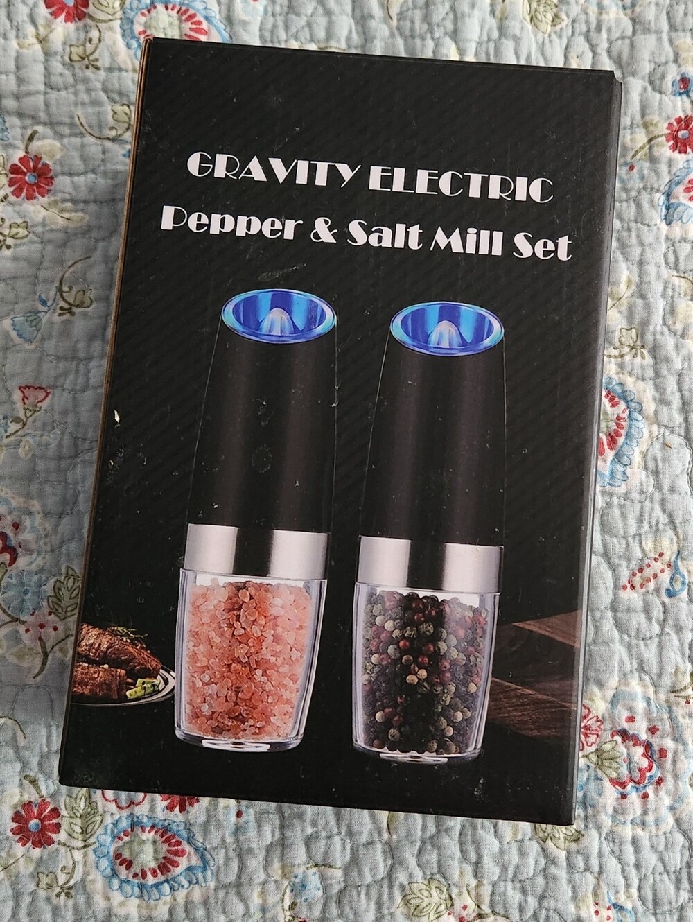 Gravity Electric Pepper & Salt Mill Set - Black with Clear Base